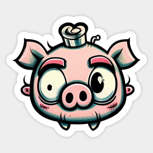 Crazy cartoon oink Sticker